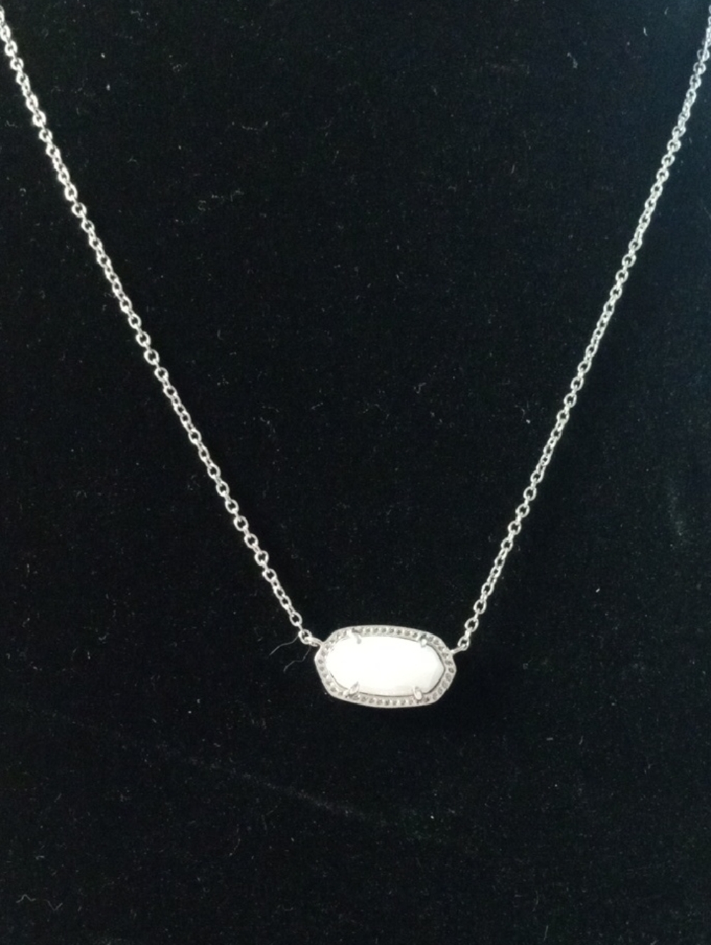 Kendra Scott Elisa Delicate White & Silver Pendant Necklace - Women Jewelry
